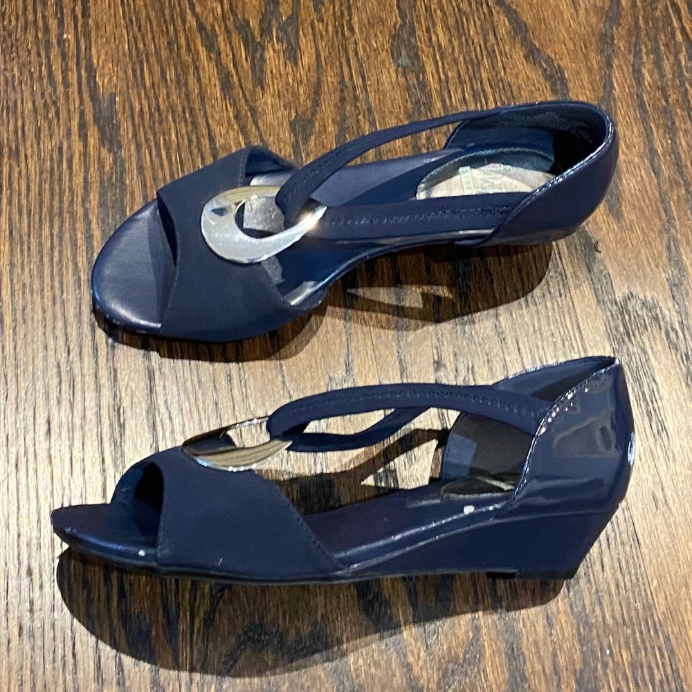 Navy Wedge Sandals - Picture 4 of 6